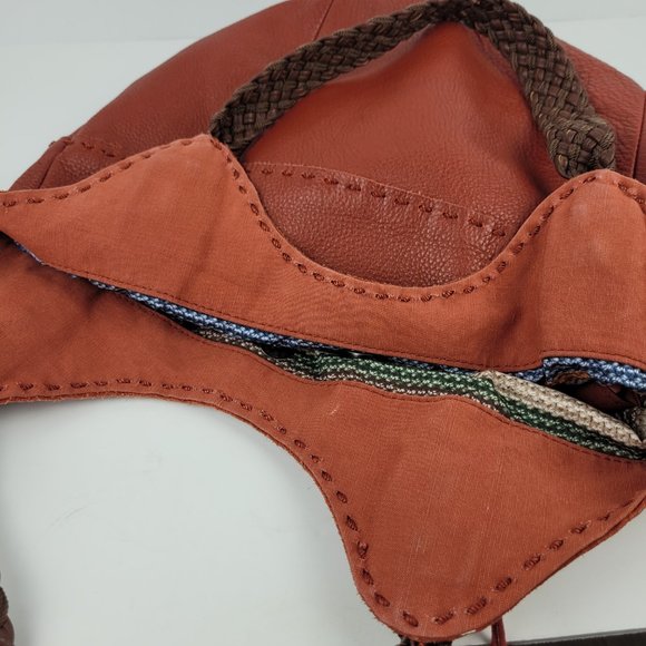 The Sak Indio Sierra Tote Brown Red Leather Large Hobo Bag - Picture 10 of 13